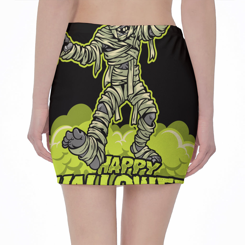 Halloween Mummy Print Pencil Mini Skirt