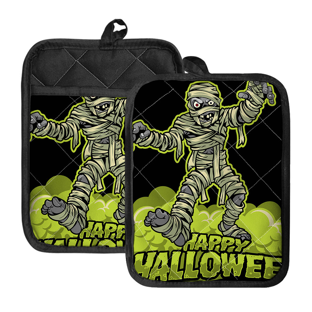 Halloween Mummy Print Pot Holders With Pocket