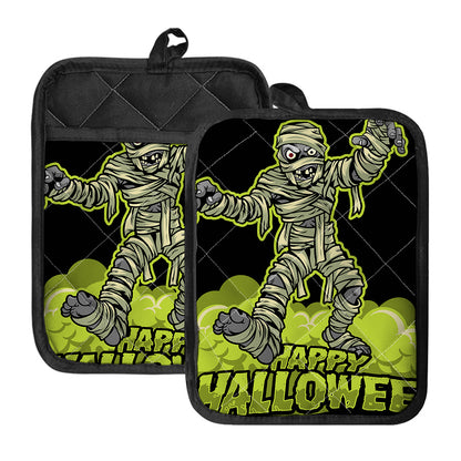 Halloween Mummy Print Pot Holders With Pocket