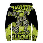 Halloween Mummy Print Sherpa Lined Zip Up Hoodie