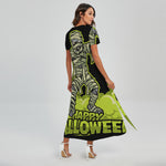 Halloween Mummy Print Short Sleeve Maxi Dress