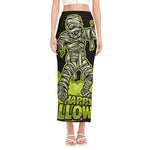 Halloween Mummy Print Side Slit Maxi Skirt