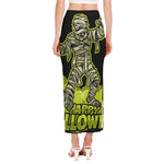 Halloween Mummy Print Side Slit Maxi Skirt