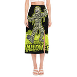Halloween Mummy Print Side Slit Midi Skirt