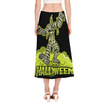 Halloween Mummy Print Side Slit Midi Skirt