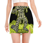 Halloween Mummy Print Side Slit Mini Skirt