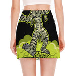 Halloween Mummy Print Side Slit Mini Skirt