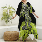 Halloween Mummy Print Silk V-Neck Kaftan Dress
