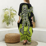 Halloween Mummy Print Silk V-Neck Kaftan Dress