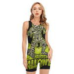 Halloween Mummy Print Sleeveless One Piece Swimsuit