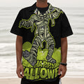 Halloween Mummy Print Textured Short Sleeve Shirt