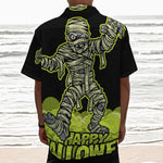 Halloween Mummy Print Textured Short Sleeve Shirt