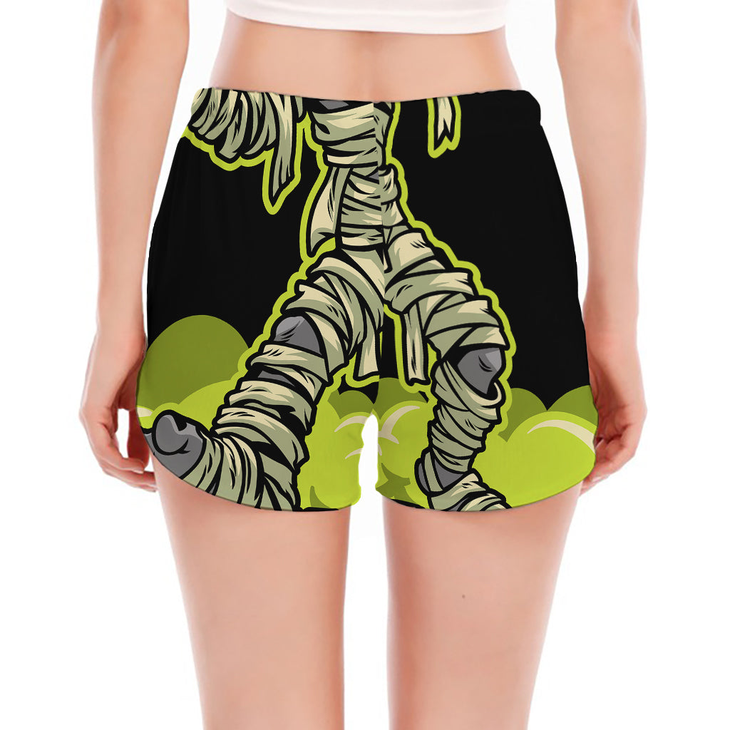 Halloween Mummy Print Women's Split Running Shorts