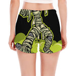 Halloween Mummy Print Women's Split Running Shorts