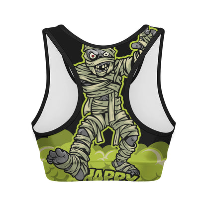 Halloween Mummy Print Women's Sports Bra