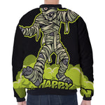 Halloween Mummy Print Zip Sleeve Bomber Jacket