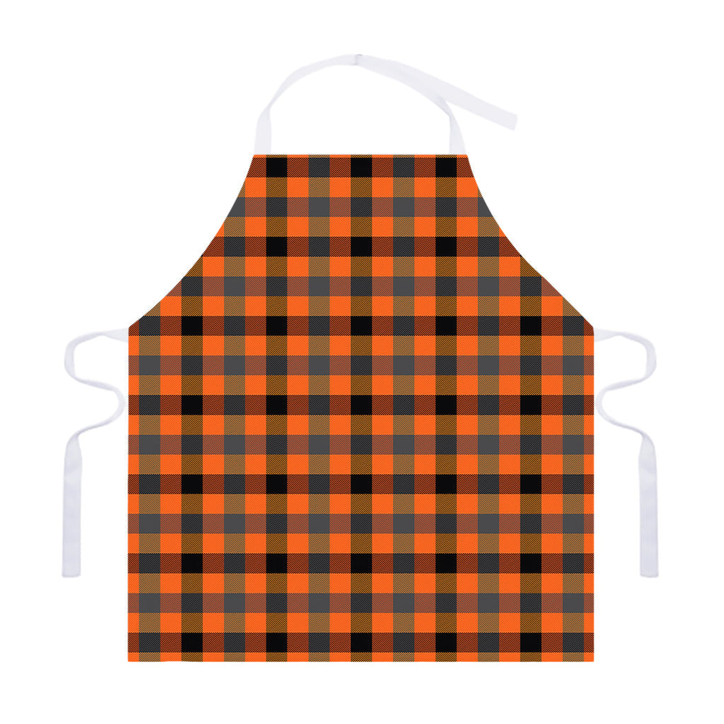 Halloween Orange Buffalo Check Print Adjustable Apron