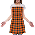 Halloween Orange Buffalo Check Print Adjustable Apron