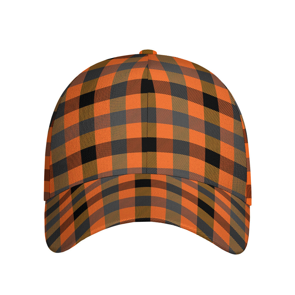 Halloween Orange Buffalo Check Print Baseball Cap