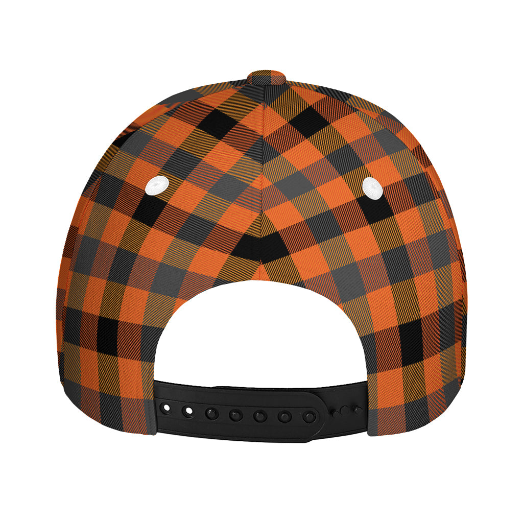 Halloween Orange Buffalo Check Print Baseball Cap