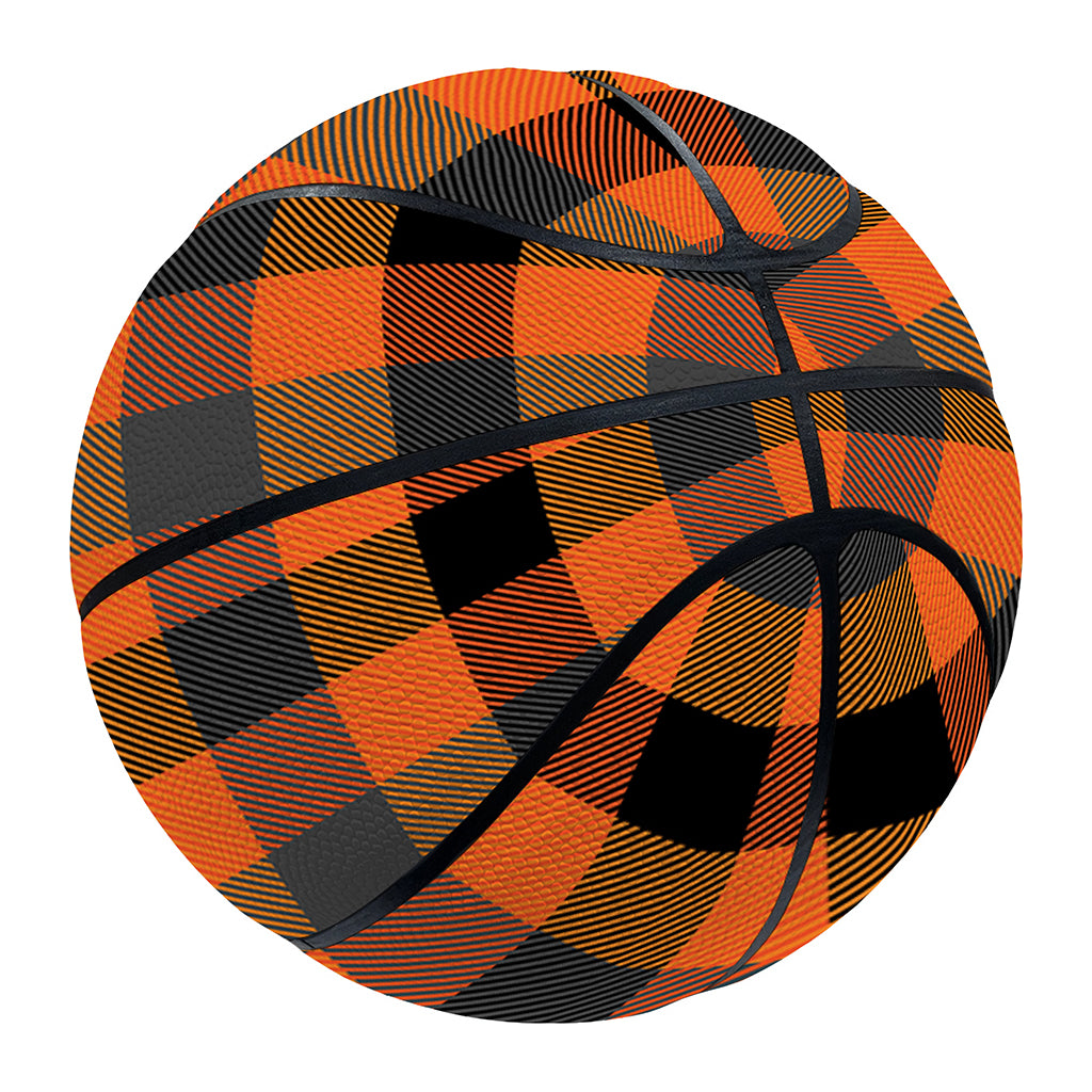 Halloween Orange Buffalo Check Print Basketball