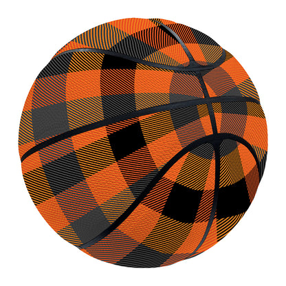 Halloween Orange Buffalo Check Print Basketball
