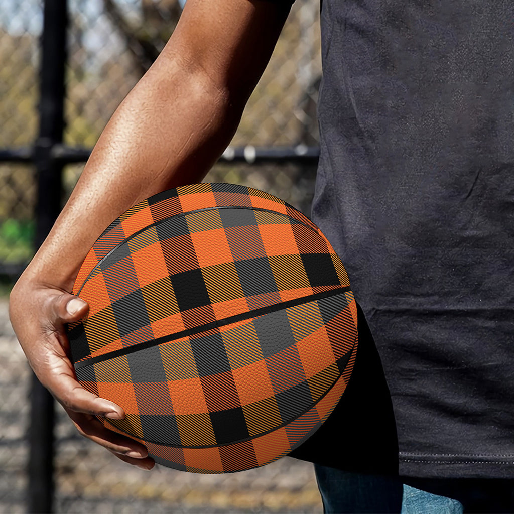 Halloween Orange Buffalo Check Print Basketball