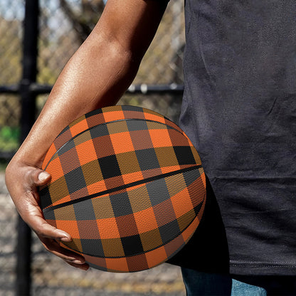 Halloween Orange Buffalo Check Print Basketball