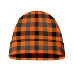 Halloween Orange Buffalo Check Print Beanie
