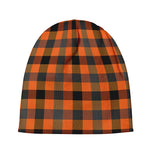 Halloween Orange Buffalo Check Print Beanie