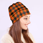 Halloween Orange Buffalo Check Print Beanie