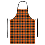 Halloween Orange Buffalo Check Print Bib Apron With Pocket