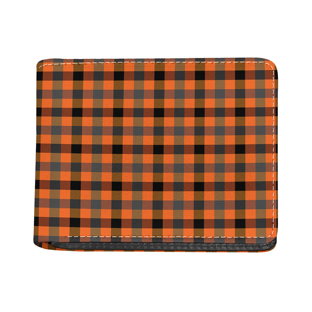 Halloween Orange Buffalo Check Print Bifold Wallet