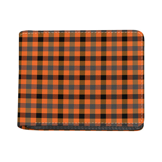 Halloween Orange Buffalo Check Print Bifold Wallet