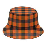 Halloween Orange Buffalo Check Print Bucket Hat