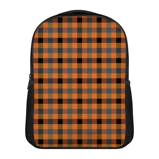 Halloween Orange Buffalo Check Print Casual Backpack