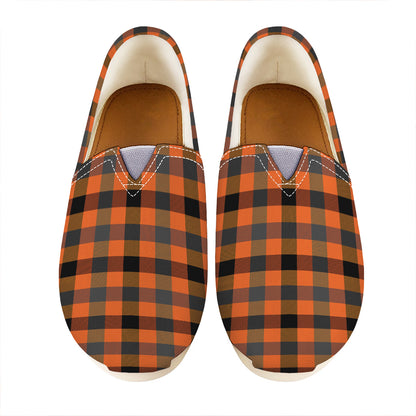 Halloween Orange Buffalo Check Print Casual Shoes