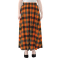 Halloween Orange Buffalo Check Print Chiffon Maxi Skirt