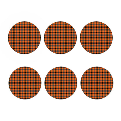 Halloween Orange Buffalo Check Print Coaster Set