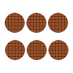 Halloween Orange Buffalo Check Print Coaster Set