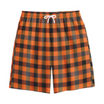 Halloween Orange Buffalo Check Print Cotton Shorts