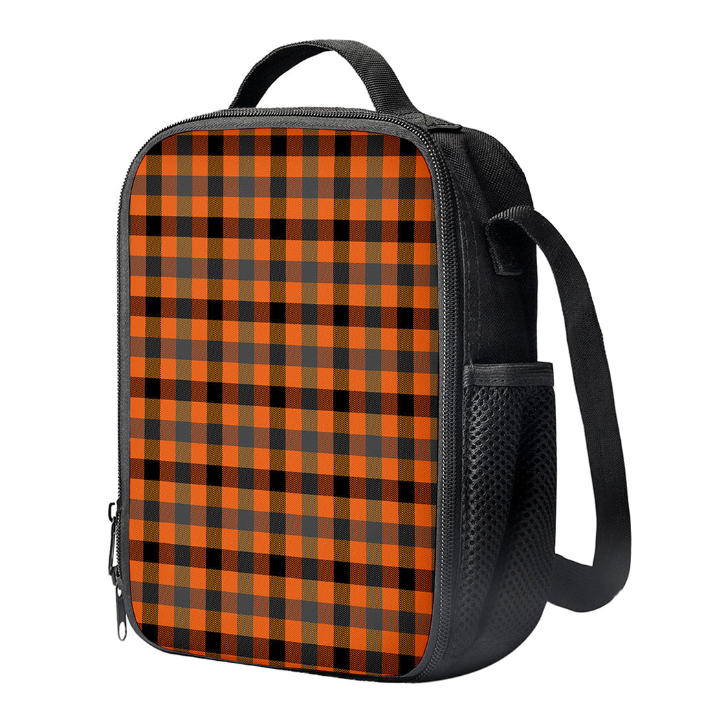 Halloween Orange Buffalo Check Print Crossbody Lunch Bag