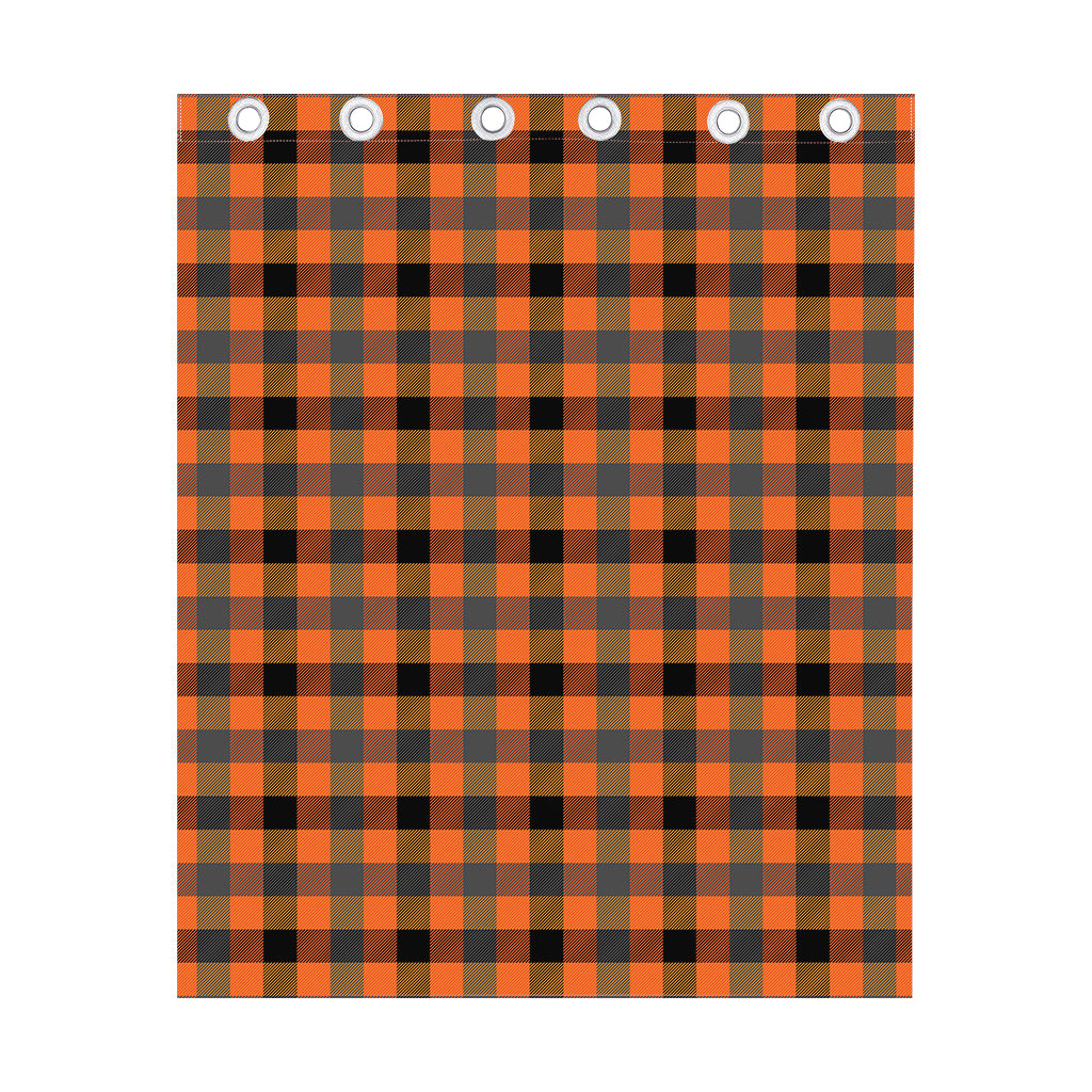 Halloween Orange Buffalo Check Print Curtain