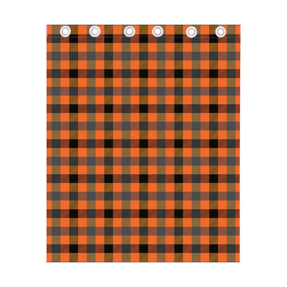 Halloween Orange Buffalo Check Print Curtain