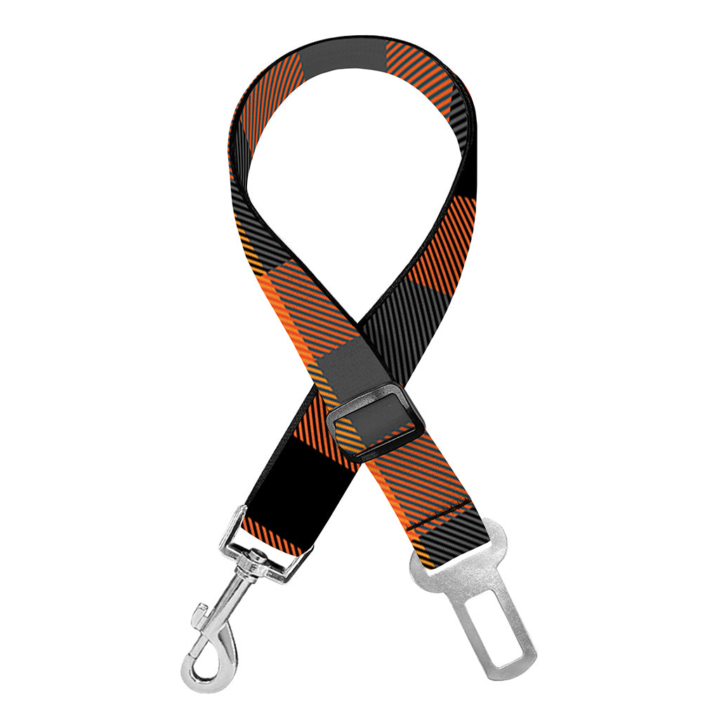 Halloween Orange Buffalo Check Print Dog Seat Belt