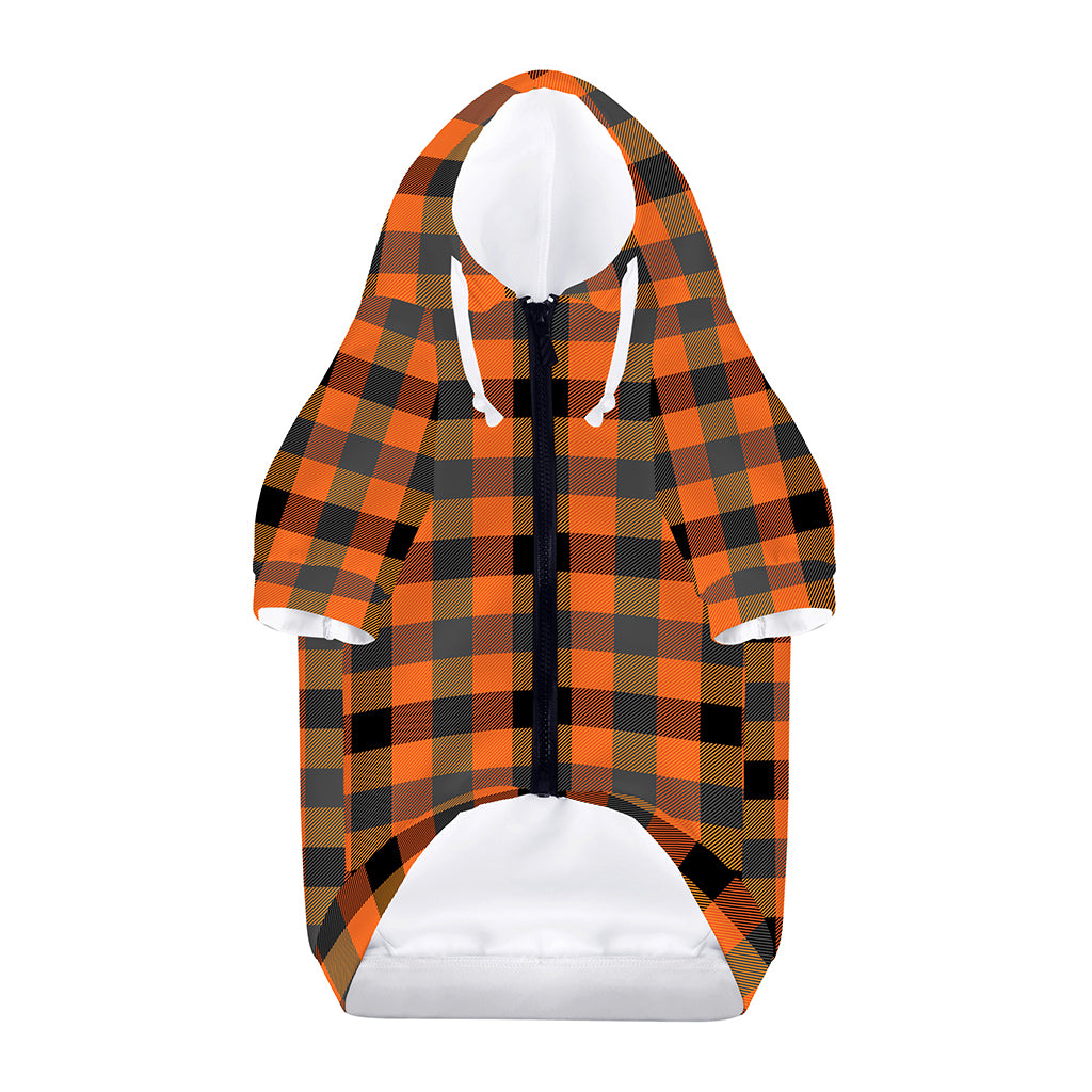 Halloween Orange Buffalo Check Print Dog Zip Up Hoodie