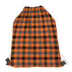 Halloween Orange Buffalo Check Print Drawstring Bag