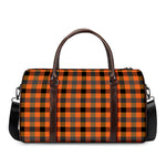 Halloween Orange Buffalo Check Print Duffle Bag