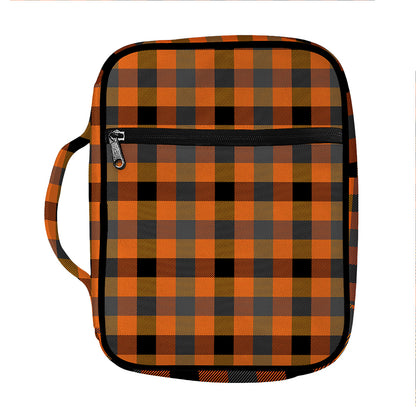 Halloween Orange Buffalo Check Print Front Pocket Bible Bag