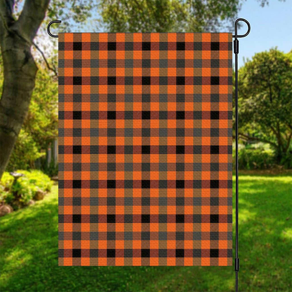 Halloween Orange Buffalo Check Print Garden Flag